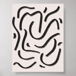 Abstracte zwarte penseelstreken poster