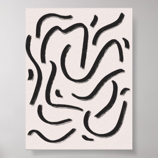 Abstracte zwarte penseelstreken poster (Voorkant)