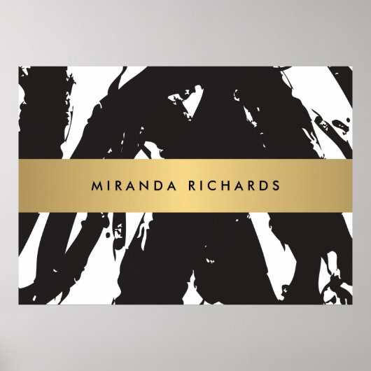 Abstracte zwarte penseelstreken Poster II (Voorkant)