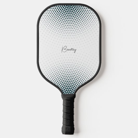 Abstracte zwarte ronde halve toon aangepaste tekst pickleball paddle (Achterkant)
