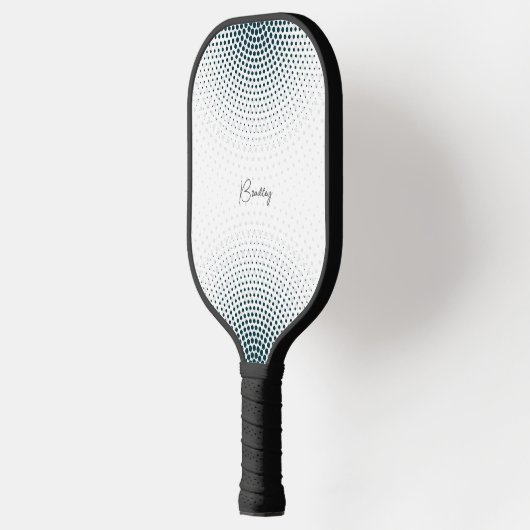 Abstracte zwarte ronde halve toon aangepaste tekst pickleball paddle (Links)