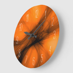 Abstracte zwarte rook - Oranje grote klok