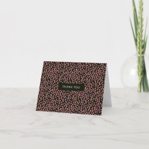 Abstracte zwarte roze en Oranje Stippen Modern Bedankkaart