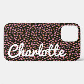 Abstracte zwarte roze Stippen Gepersonaliseerd Scr Case-Mate iPhone Case (Achterkant (horizontaal))