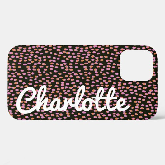 Abstracte zwarte roze Stippen Gepersonaliseerd Scr Case-Mate iPhone Case (Achterkant (horizontaal))