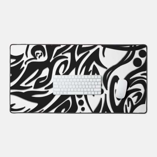 Abstracte zwarte tribaal bureaumat (Keyboard & Muis)
