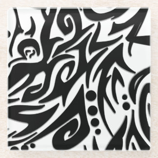 Abstracte zwarte tribaal glazen onderzetter