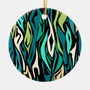 Abstracte zwarte turquoise keramisch ornament