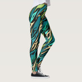 Abstracte zwarte turquoise leggings (Rechts)