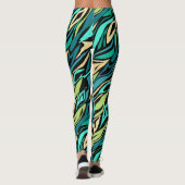 Abstracte zwarte turquoise leggings (Achterkant)
