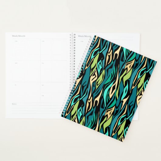 Abstracte zwarte turquoise planner (Display)