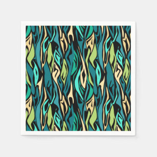 Abstracte zwarte turquoise servet