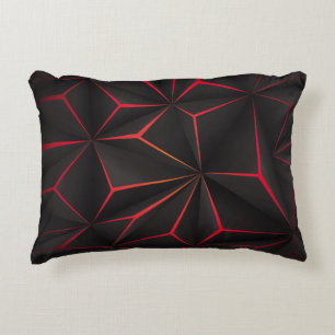 Abstracte zwarte veelhoek rood licht futuristische accent kussen