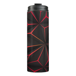 Abstracte zwarte veelhoek rood licht futuristische thermosbeker