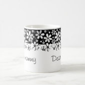 Abstracte zwarte witte cartoons bloemen bloemontwe koffiemok (Center)
