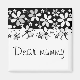 Abstracte zwarte witte cartoons bloemen bloemontwe magneet