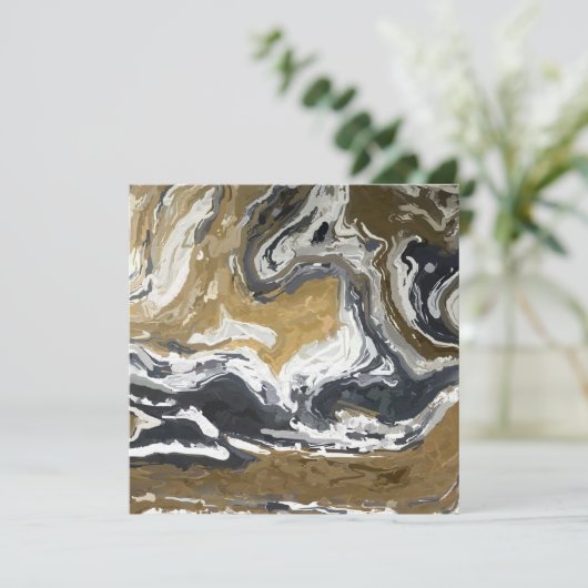 Abstracte zwarte, witte en goudbriefkaart (Staand voorkant)