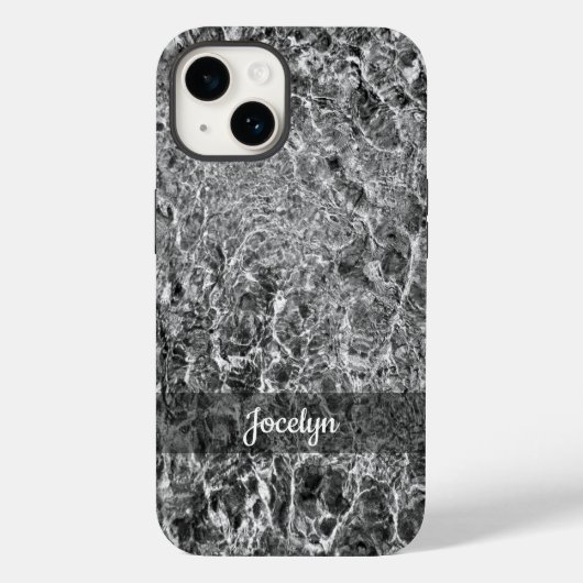 Abstracte zwarte witte Faux Marble Persoonlijke Na Case-Mate iPhone Case (Achterkant)