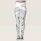 Abstracte zwarte witte lijnen met dubbele minimali leggings (Voorkant)