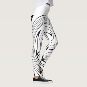 Abstracte zwarte witte lijnen met dubbele minimali leggings