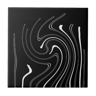 Abstracte zwarte witte lijnen met dubbele minimali tegeltje