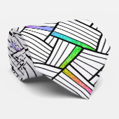 Abstracte zwarte & witte liniaalkleuraccessoires stropdas (Opgerold)