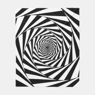 Abstracte Zwarte & Witte Wervelende Spiraalvormige Fleece Deken