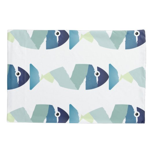 Abstracte zwemblauwvis kussensloop (Achterkant-Links)