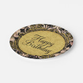 Abstracte zwembril roze zwart & goudglam papieren bordje (Gekanteld)