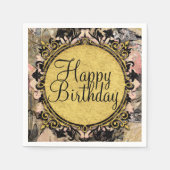 Abstracte zwembril roze zwart & goudglam servetten (Voorkant)