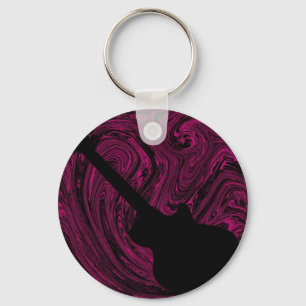 Abstracte Zwemelen Guitar Sleutelhanger, Magenta Sleutelhanger