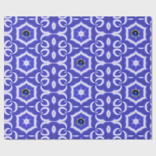 ABSTRACTE ZWEMMELEN, BLAUWE STAR EN SAPPHIRE GEMST CADEAUPAPIER (Vlak)