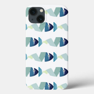 Abstracte zwemmen Blauwe Vis iPhone 13 Hoesje