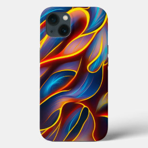 Abstracte Zwirlblauwe rode lammeren iPhone 13 Hoesje