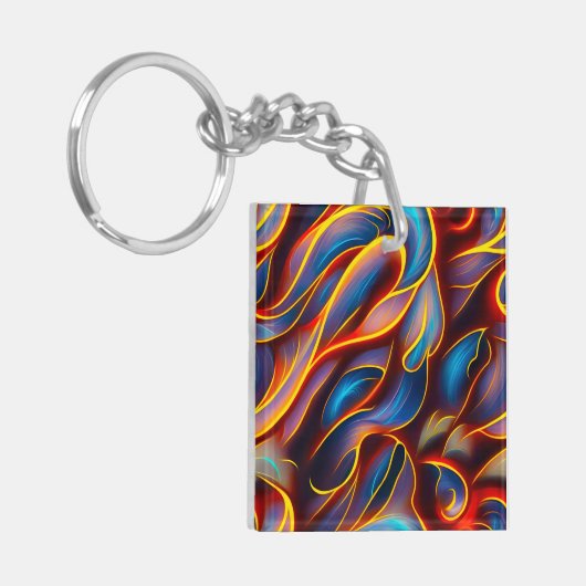 Abstracte Zwirlblauwe rode lammeren Sleutelhanger (Voorkant Links)