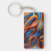 Abstracte Zwirlblauwe rode lammeren Sleutelhanger (Voorkant)