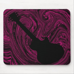 Abstracte Zwirls Guitar Mousepad, Magenta Muismat