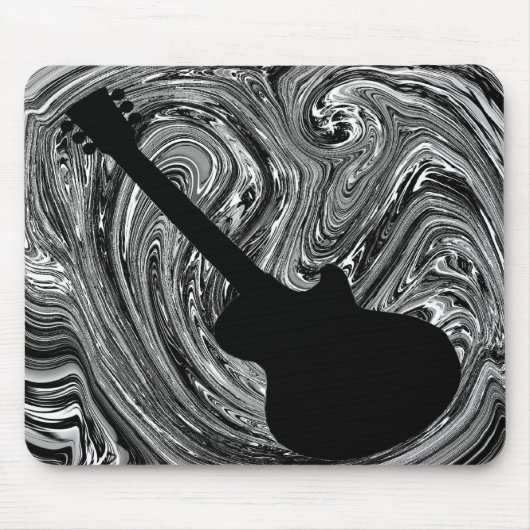 Abstracte Zwirls Guitar Mousepad, zwart-wit Muismat (Voorkant)
