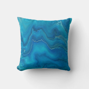 Abstractie blauw en Blauwgroen marmer Kussen