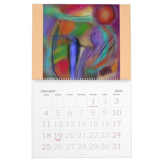 ABSTRACTIE digitale tekenkalender Kalender (Jan 2026)