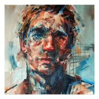 Abstractie, portret, olieverf, meisjesschilderij