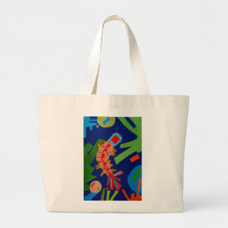 abstractie, vis, karper, kubisme, grote tote bag