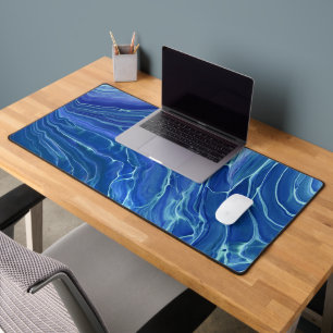 Abstraction acrylique en marbre bleu et blanc