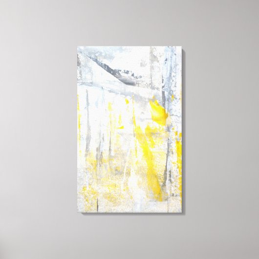'Abstraction' Grijs en Geel Art Canvas Print (Voorkant)