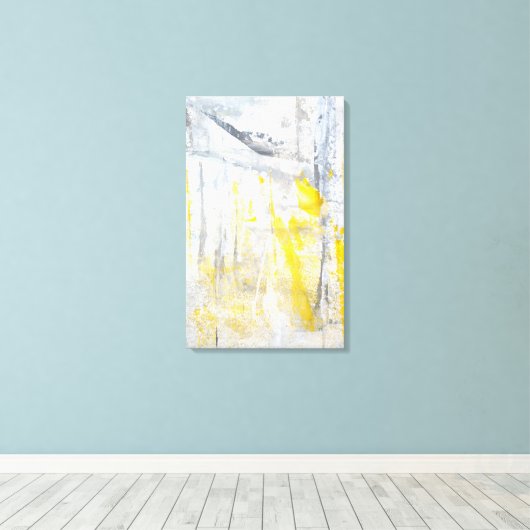 'Abstraction' Gris et toile d'art jaune (Insitu (Plancher de Bois))