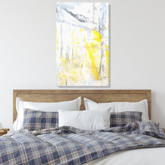 'Abstraction' Gris et toile d'art jaune (Insitu(Chambre))