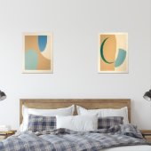 abstracto boho formas verdes suaves muurkunst sets (Slaapkamer)