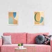 abstracto boho formas verdes suaves muurkunst sets (Woonkamer)