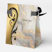 Abstracts goud op zwart en gemengd marmeren textur bedankdoosjes (Achterkant)
