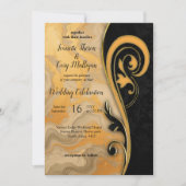 Abstracts goud op zwart en gemengd marmeren textur kaart (Voorkant)